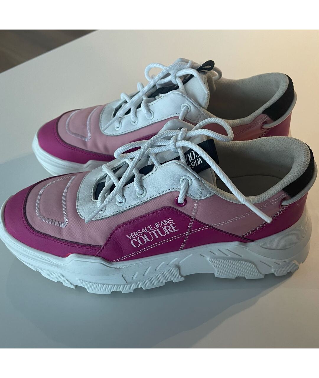 VERSACE Розовые текстильные кроссовки, фото 4