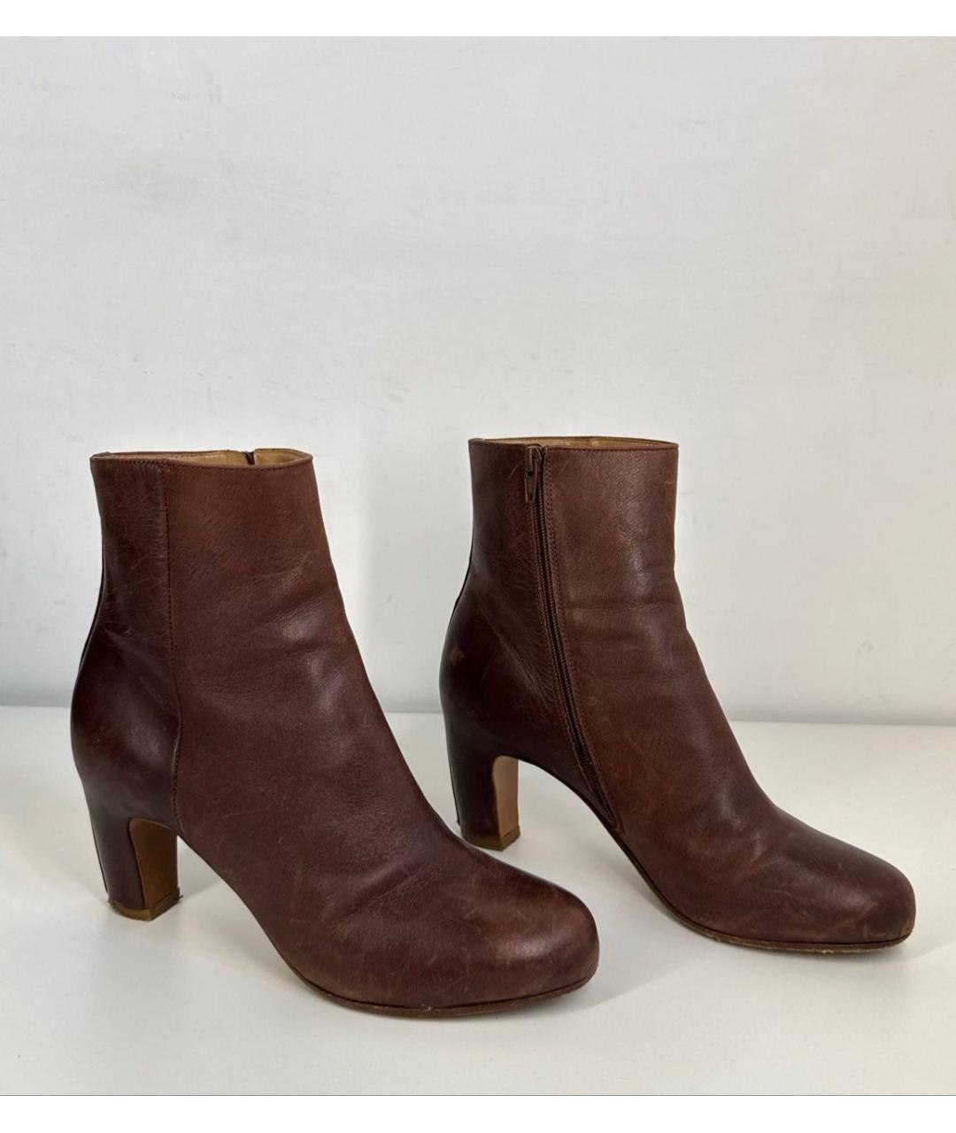 MAISON MARGIELA Бордовые кожаные ботильоны, фото 7