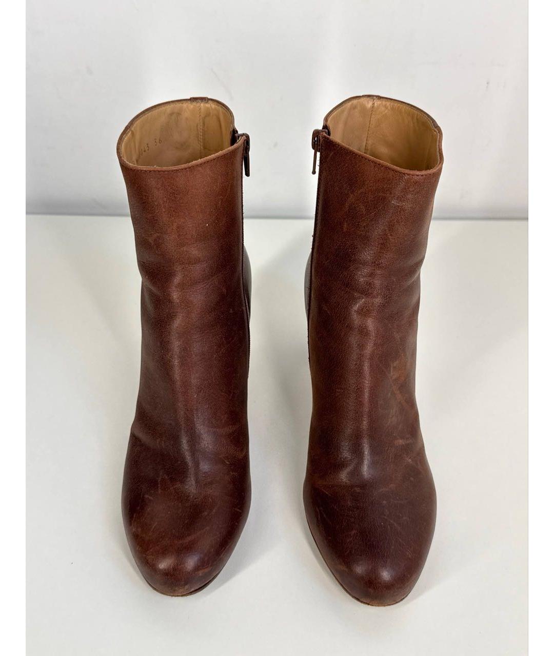 MAISON MARGIELA Бордовые кожаные ботильоны, фото 2