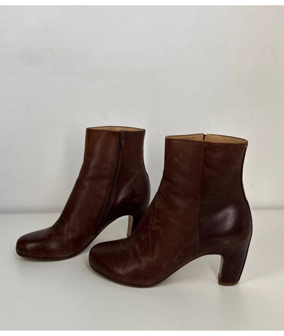 MAISON MARGIELA Бордовые кожаные ботильоны, фото 5