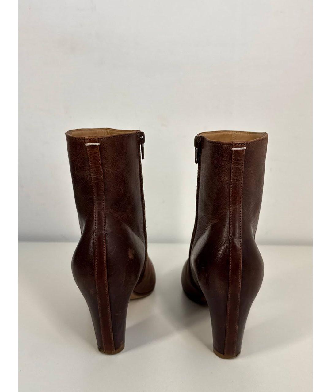 MAISON MARGIELA Бордовые кожаные ботильоны, фото 4