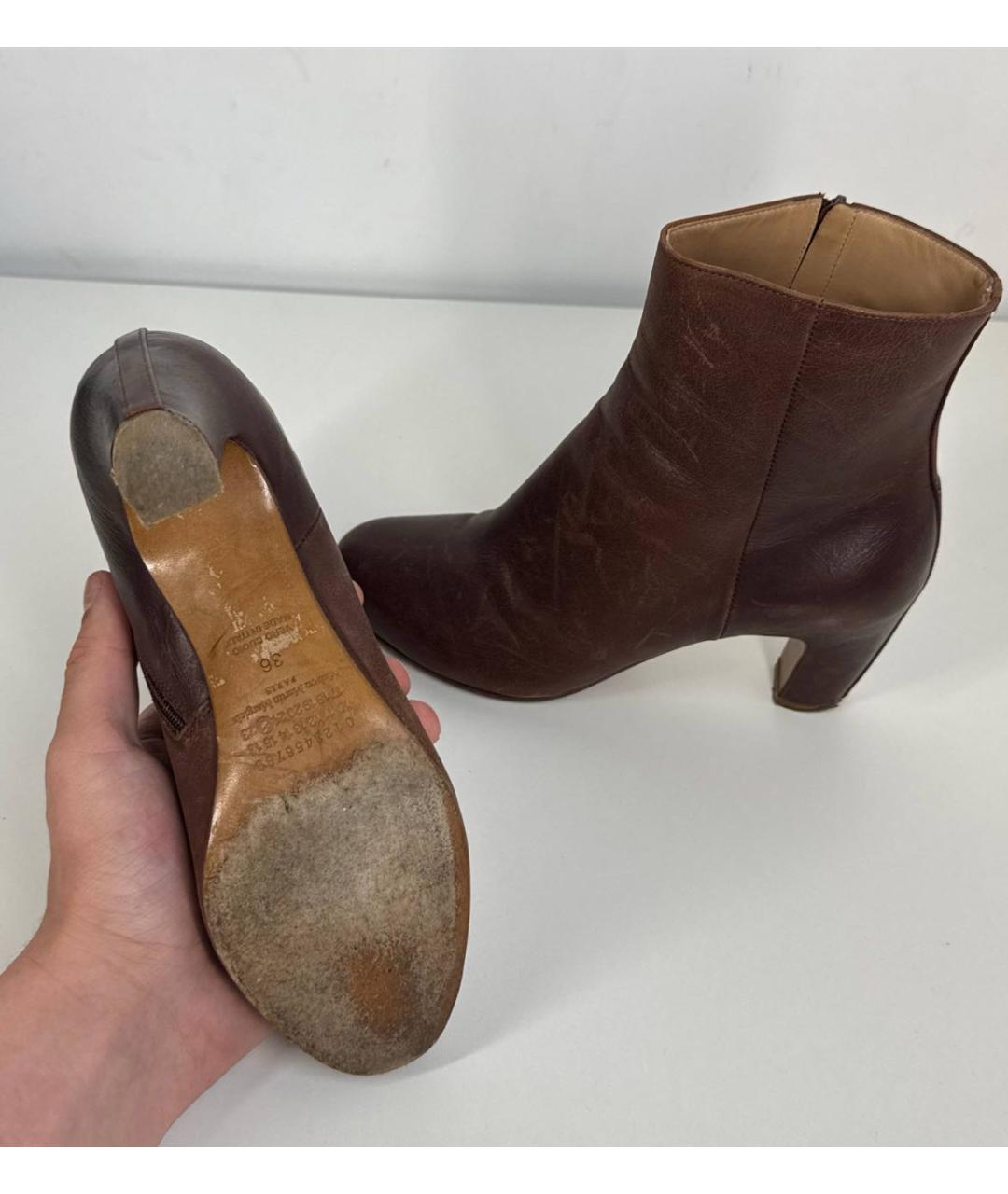MAISON MARGIELA Бордовые кожаные ботильоны, фото 6