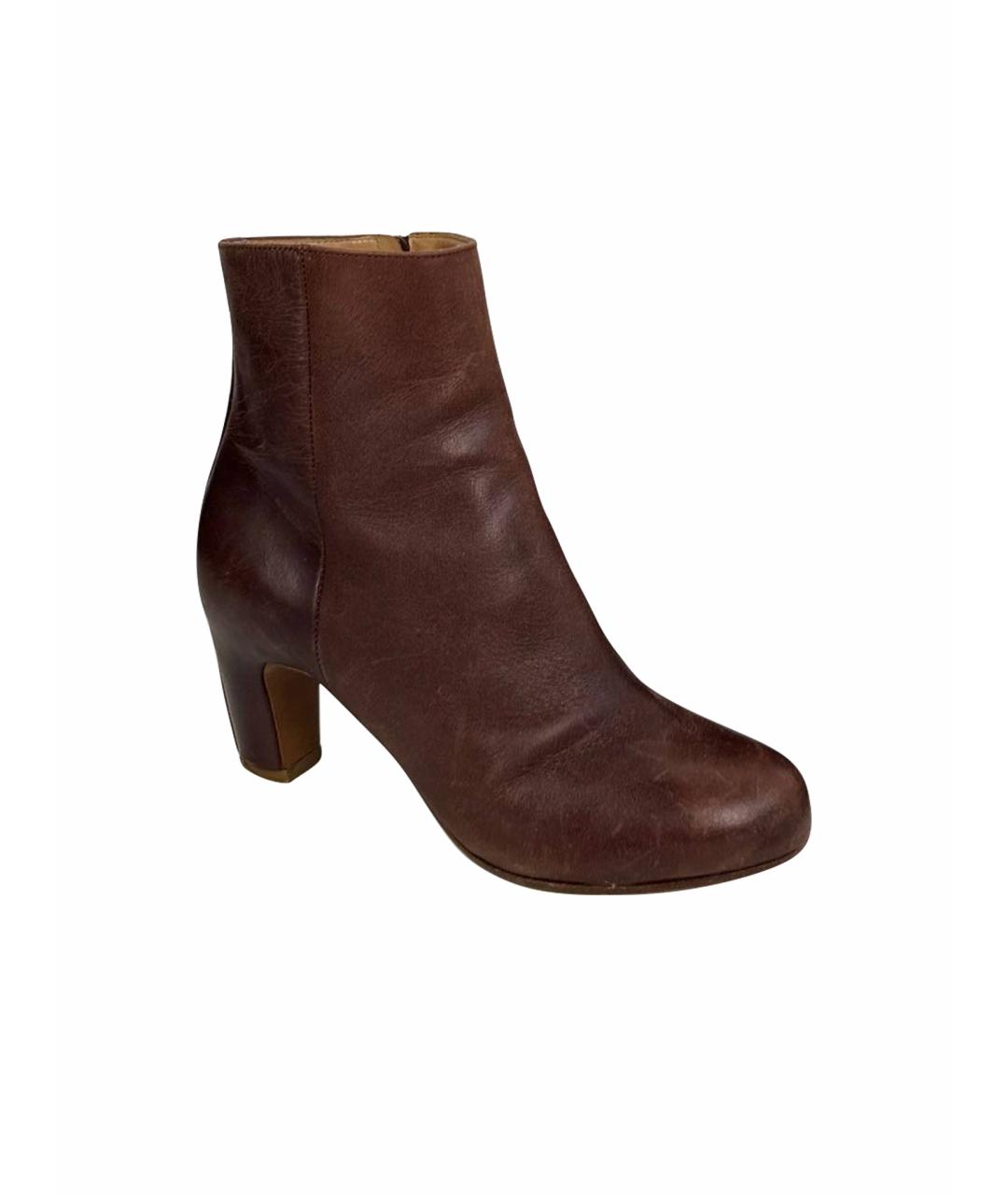 MAISON MARGIELA Бордовые кожаные ботильоны, фото 1