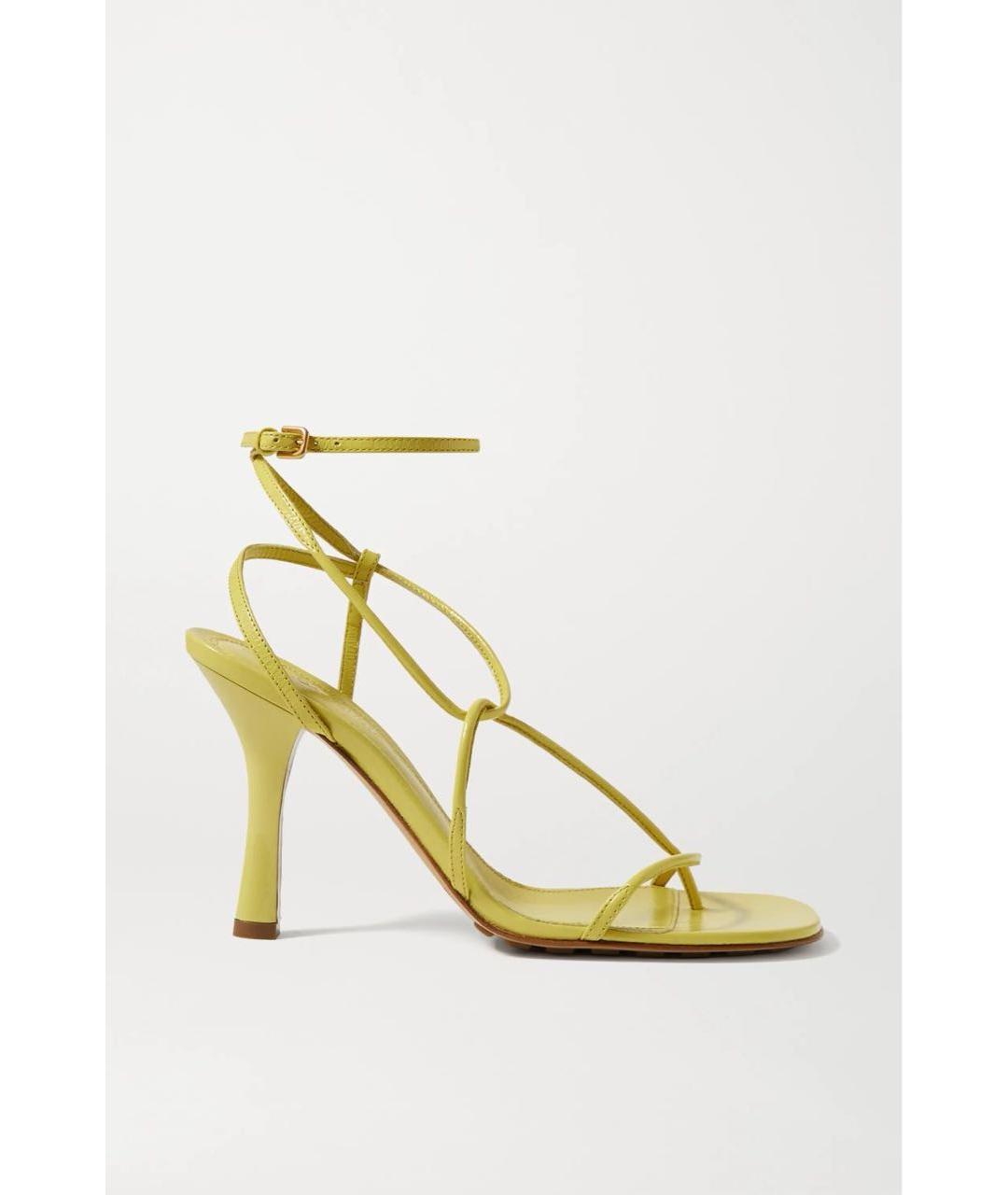 BOTTEGA VENETA Желтые кожаные босоножки, фото 9