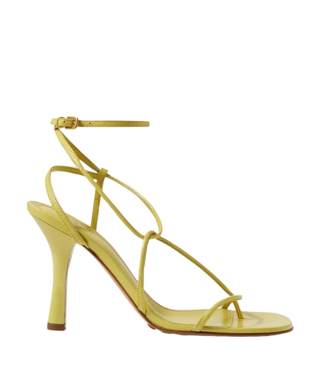 BOTTEGA VENETA Желтые кожаные босоножки, фото 1