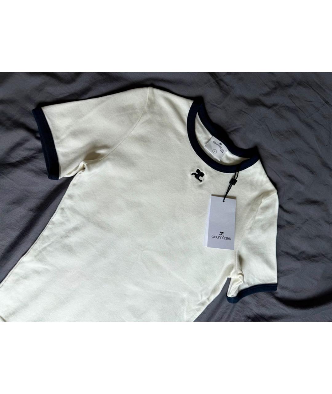 COURREGES Белая хлопковая футболка, фото 4
