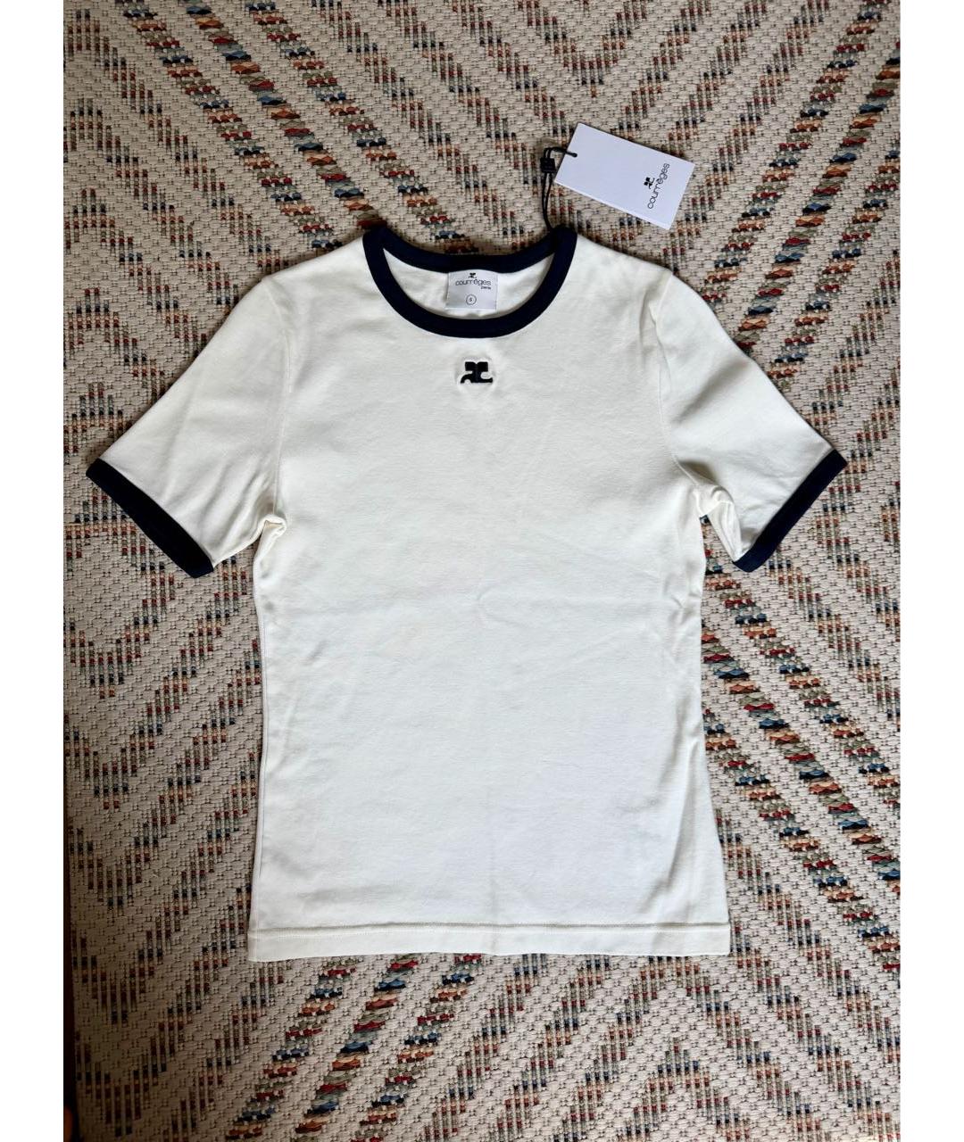 COURREGES Белая хлопковая футболка, фото 2