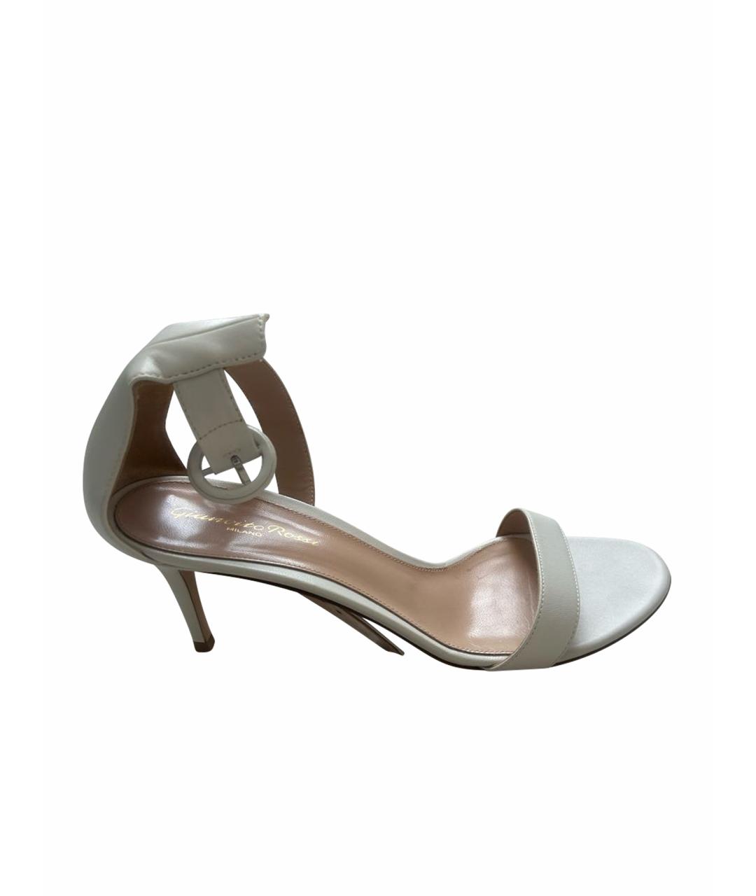GIANVITO ROSSI Белые кожаные босоножки, фото 1