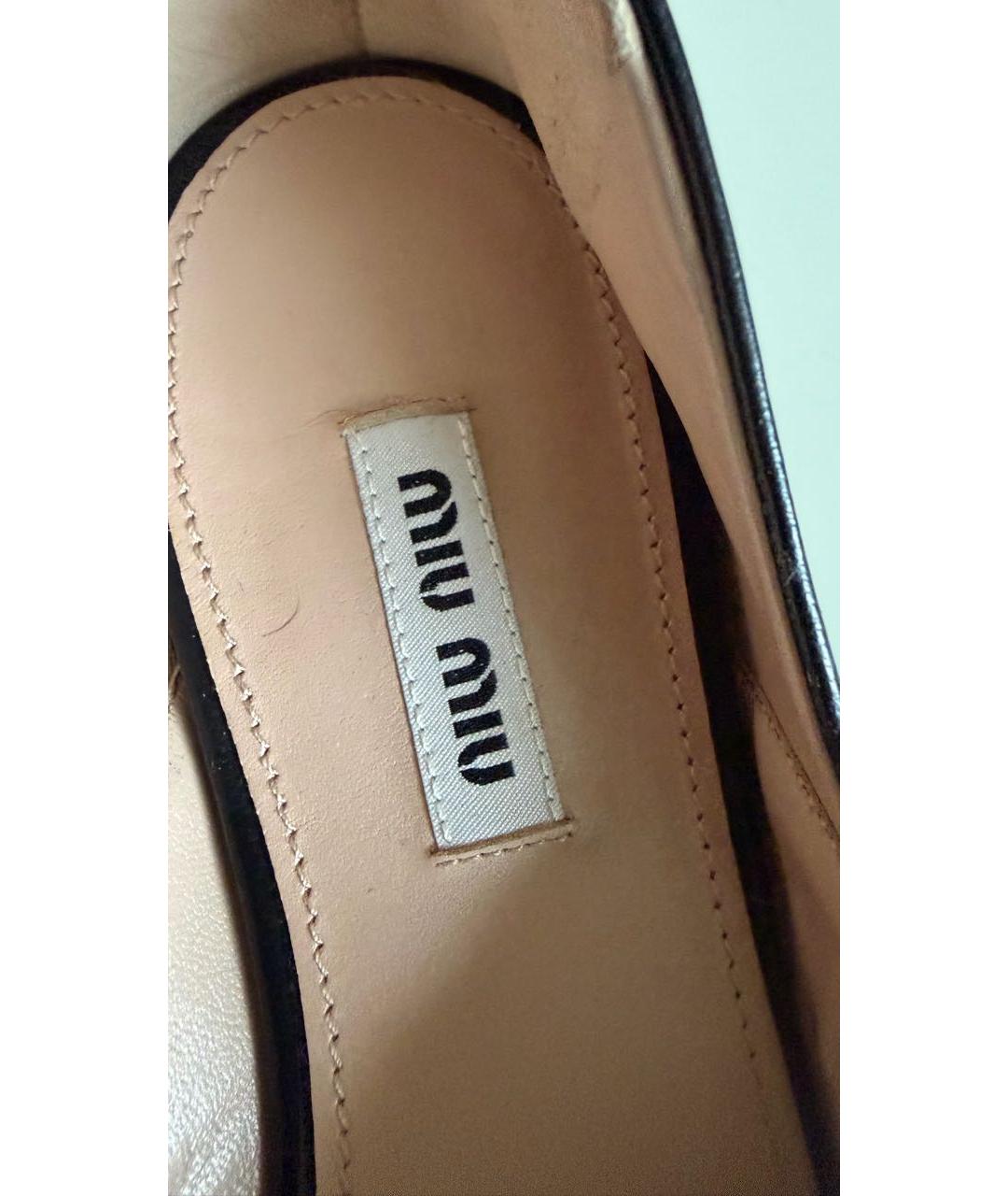 MIU MIU Черные кожаные балетки, фото 3