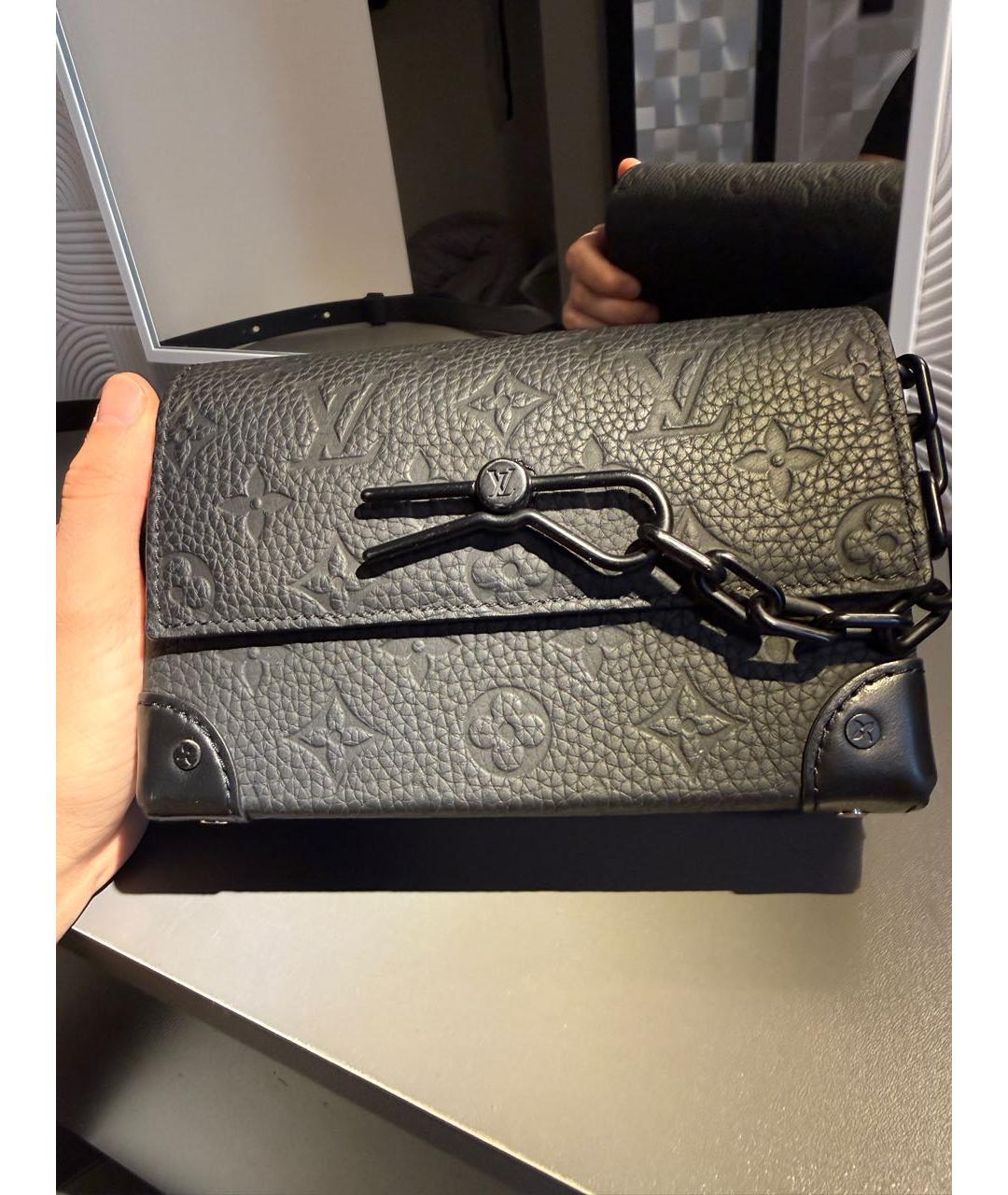 LOUIS VUITTON Черная кожаная сумка через плечо, фото 3