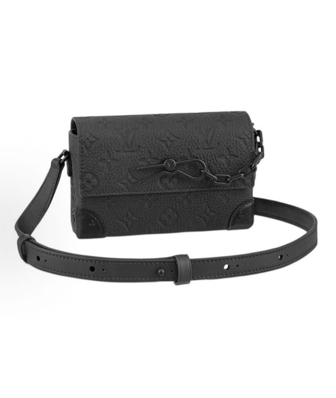 LOUIS VUITTON Черная кожаная сумка через плечо, фото 9