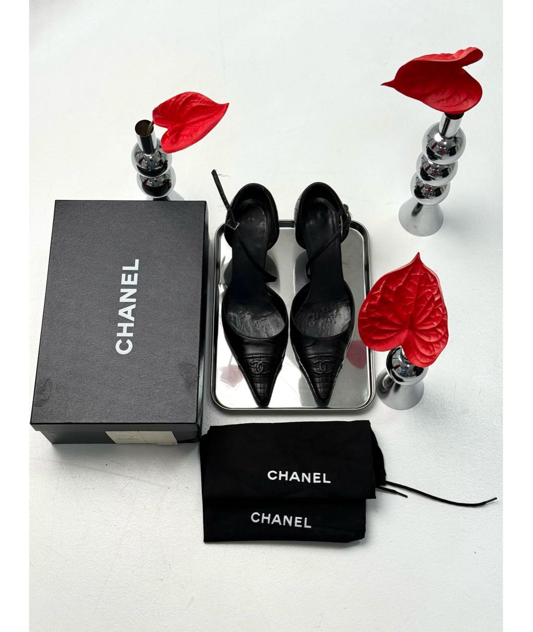 CHANEL Черные кожаные туфли, фото 5