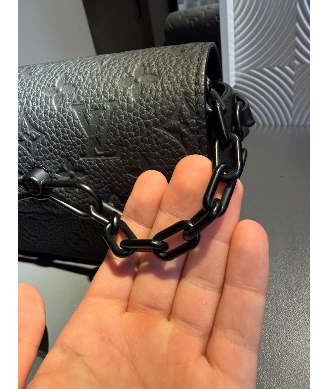 LOUIS VUITTON Черная кожаная сумка на плечо, фото 5