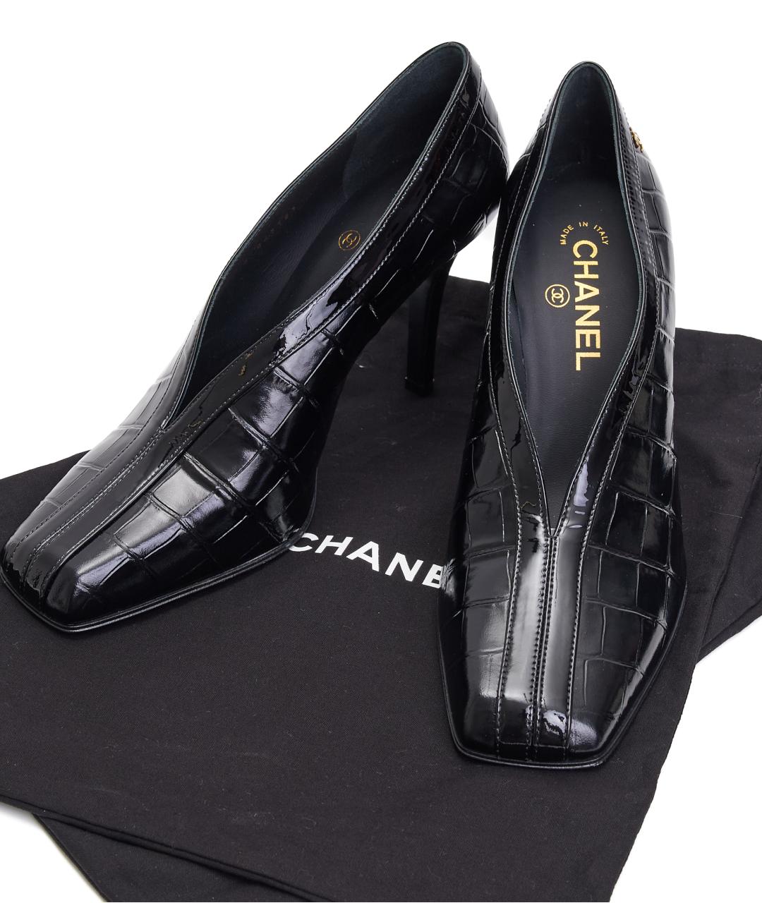 CHANEL Черные кожаные туфли, фото 6