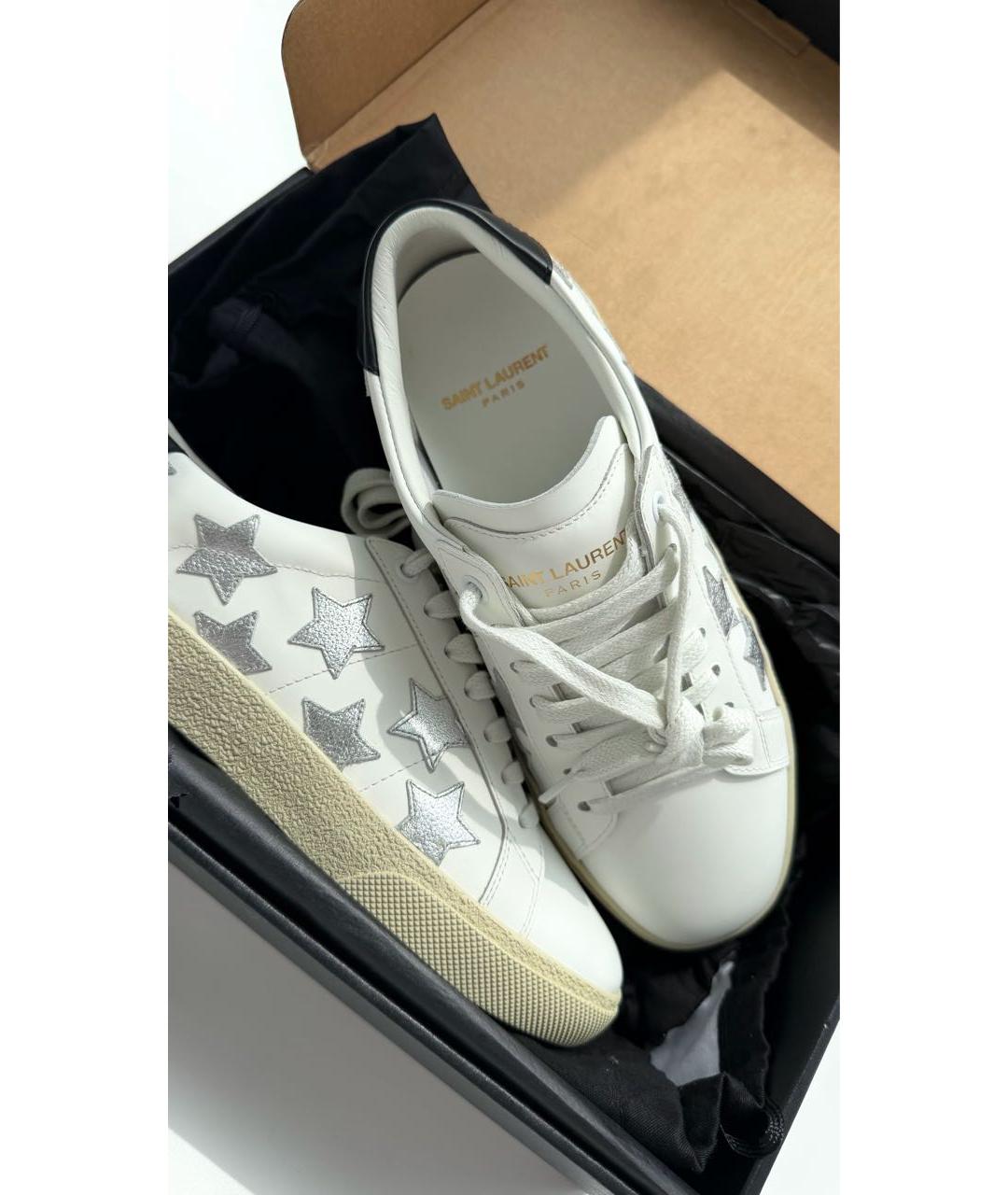 SAINT LAURENT Белые кожаные кеды, фото 4