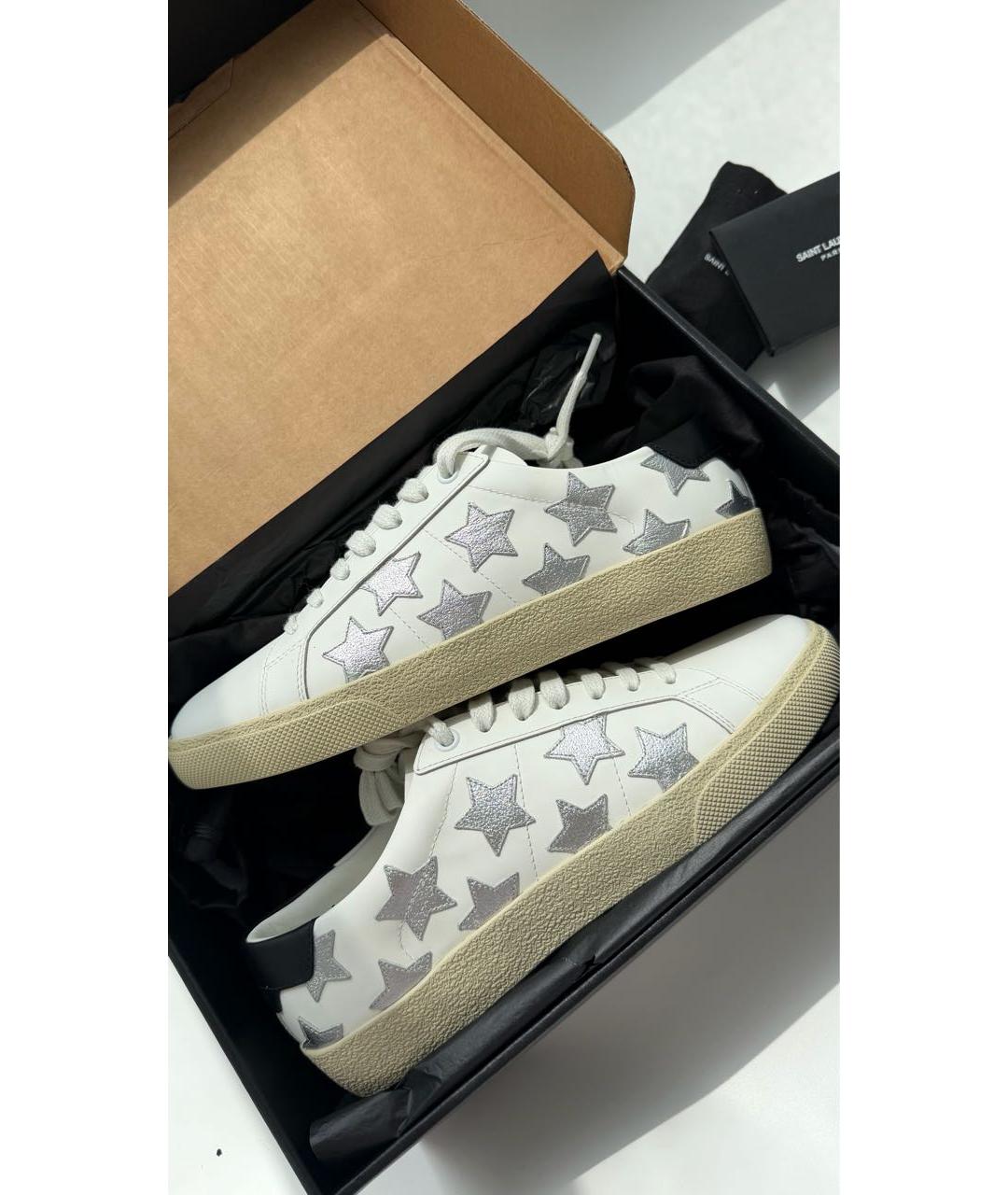 SAINT LAURENT Белые кожаные кеды, фото 3