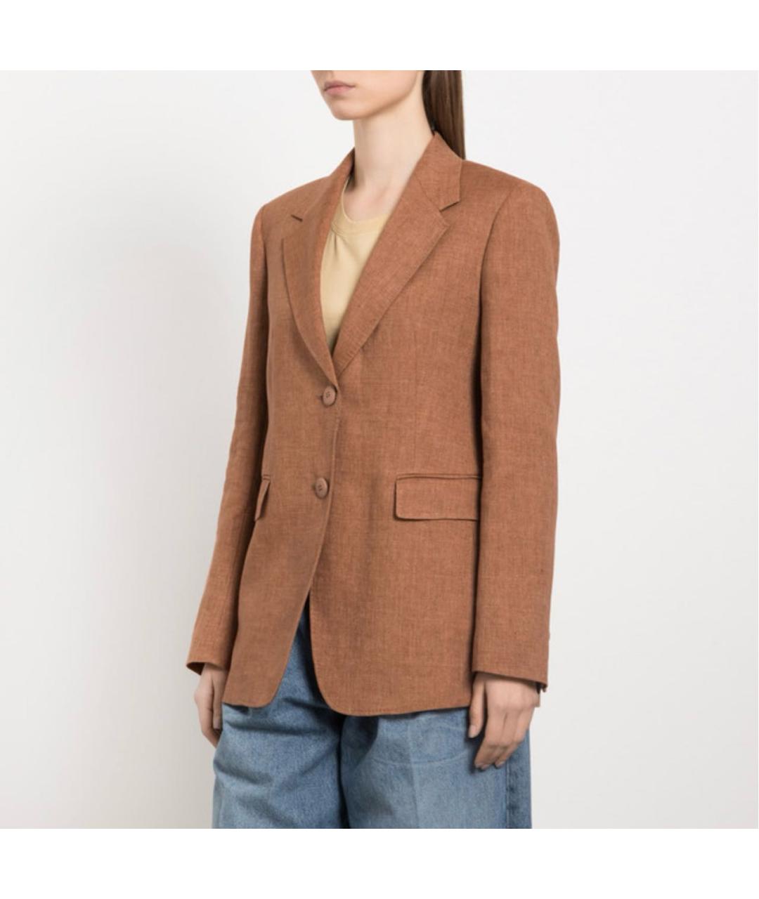 MAX MARA STUDIO Коричневый льняной жакет/пиджак, фото 8
