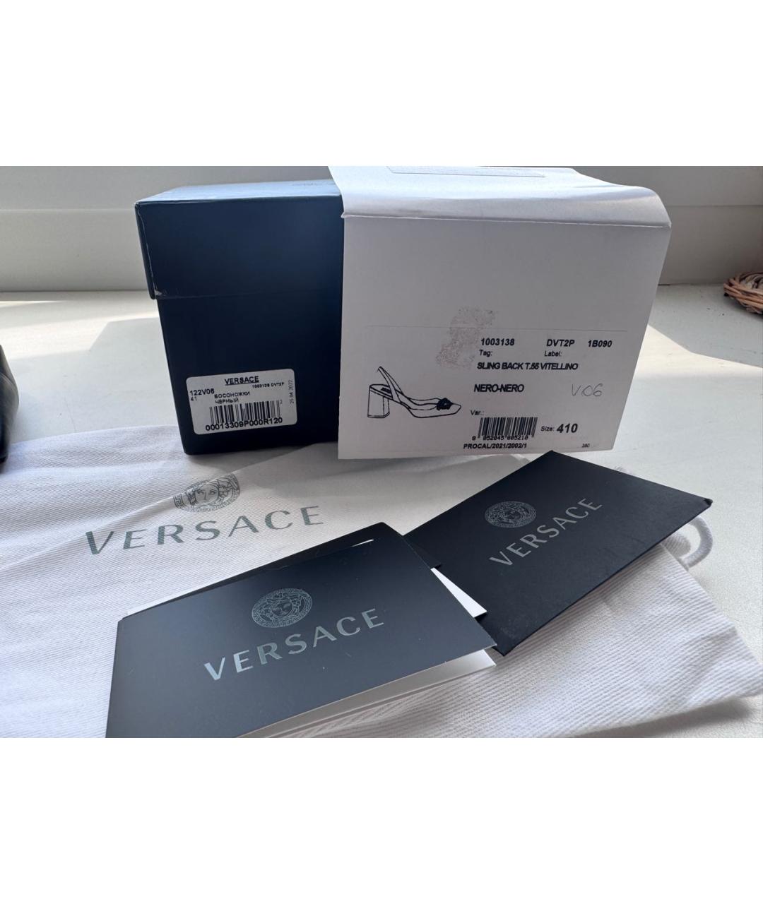 VERSACE Черные кожаные туфли, фото 8
