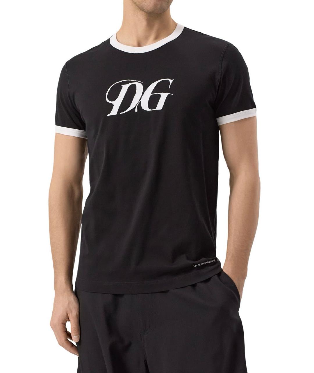DOLCE&GABBANA Черная хлопковая футболка, фото 2