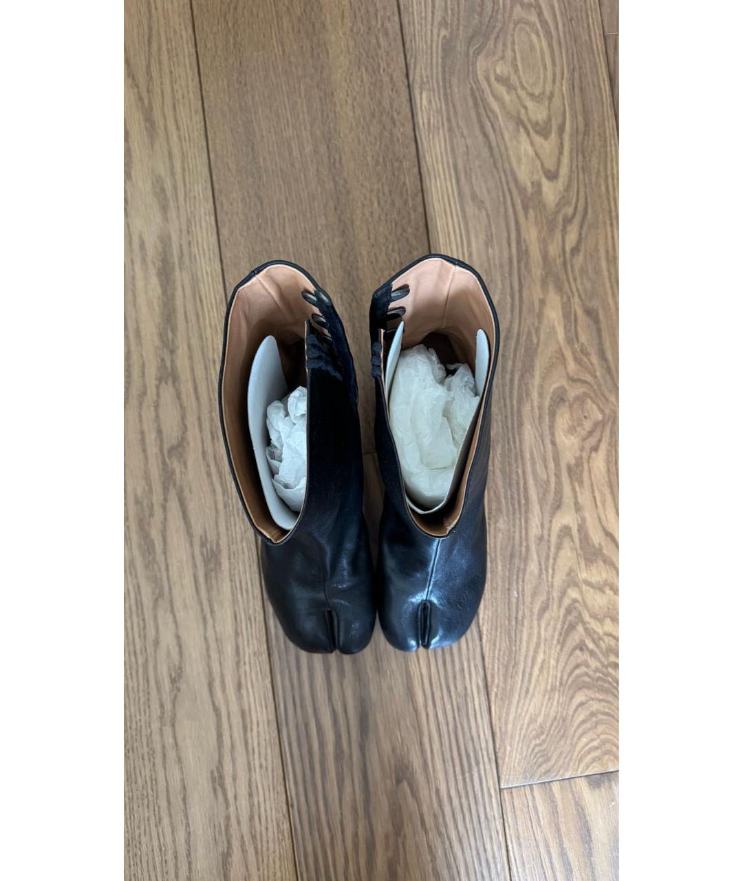 MAISON MARGIELA Черные кожаные полусапоги, фото 3