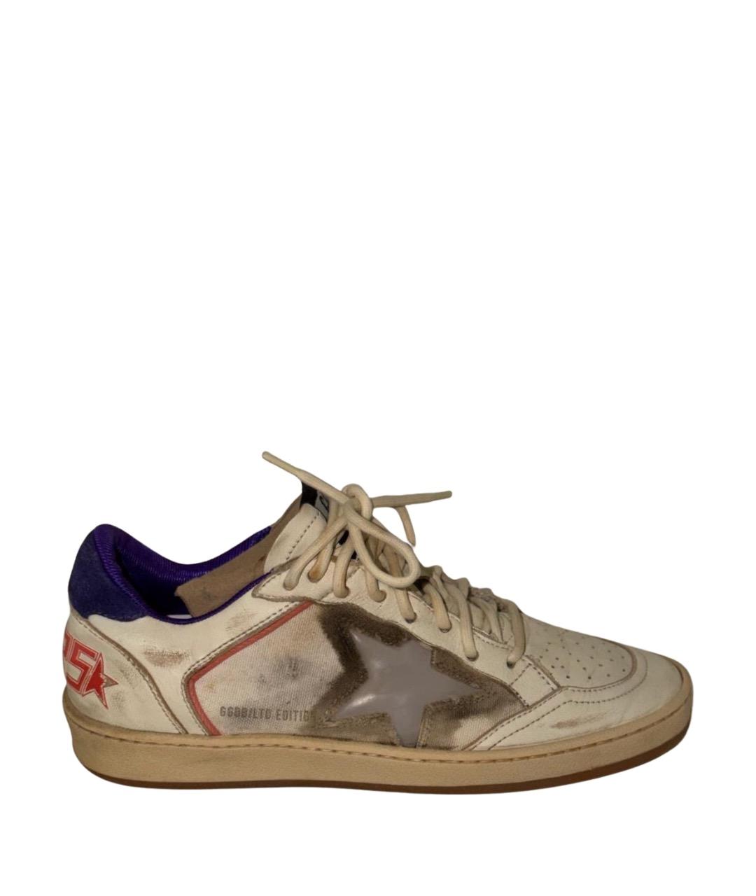 GOLDEN GOOSE Бежевые кожаные кеды, фото 1