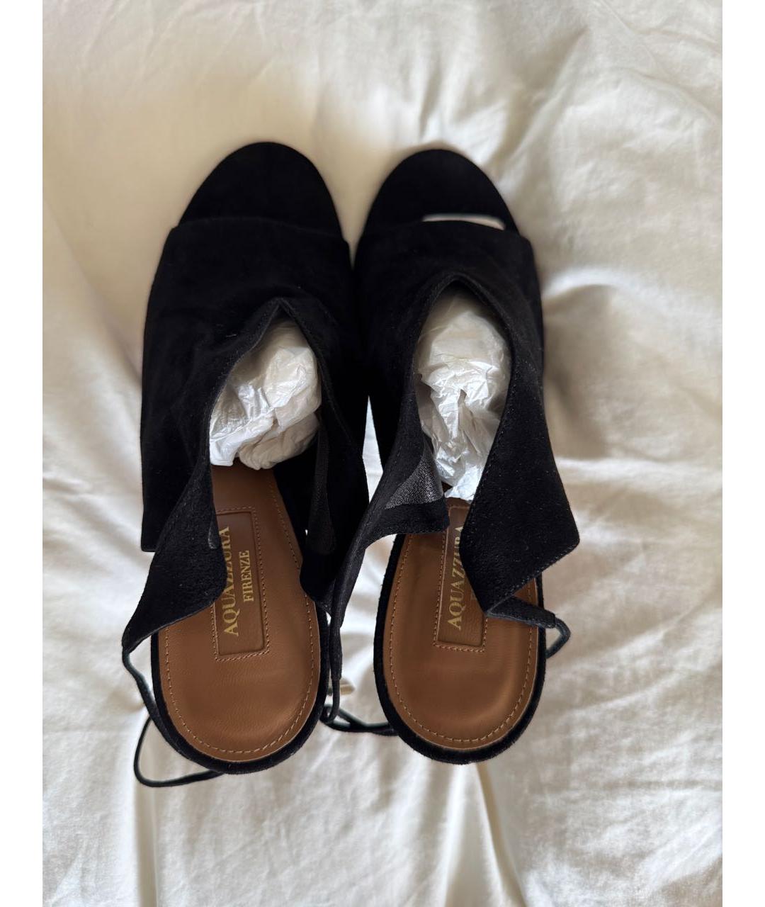 AQUAZZURA Черные замшевые босоножки, фото 3