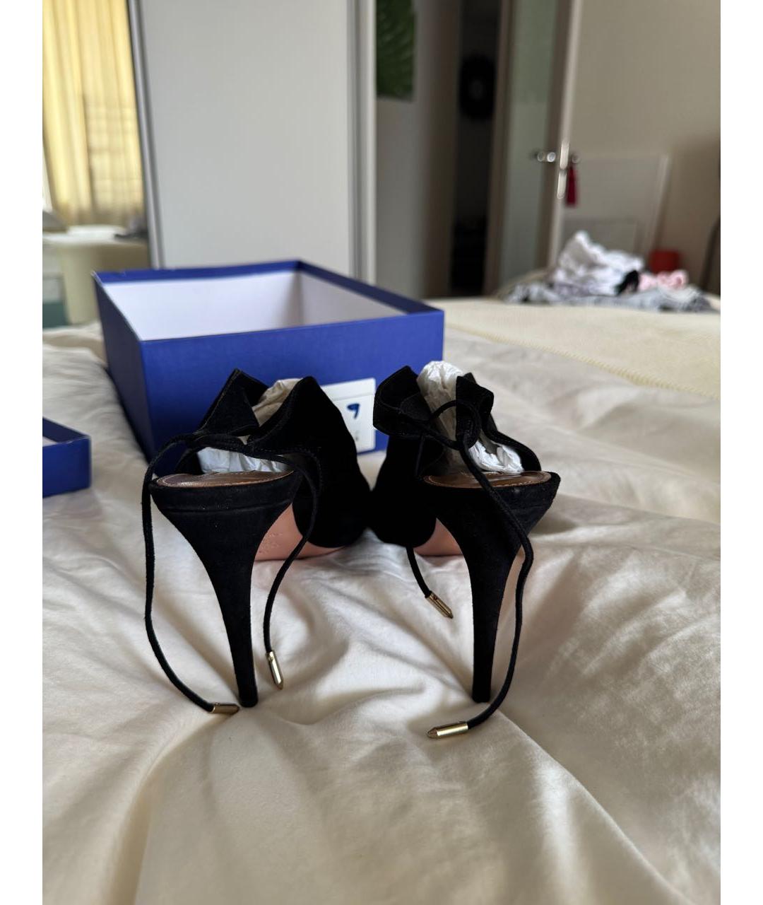 AQUAZZURA Черные замшевые босоножки, фото 4
