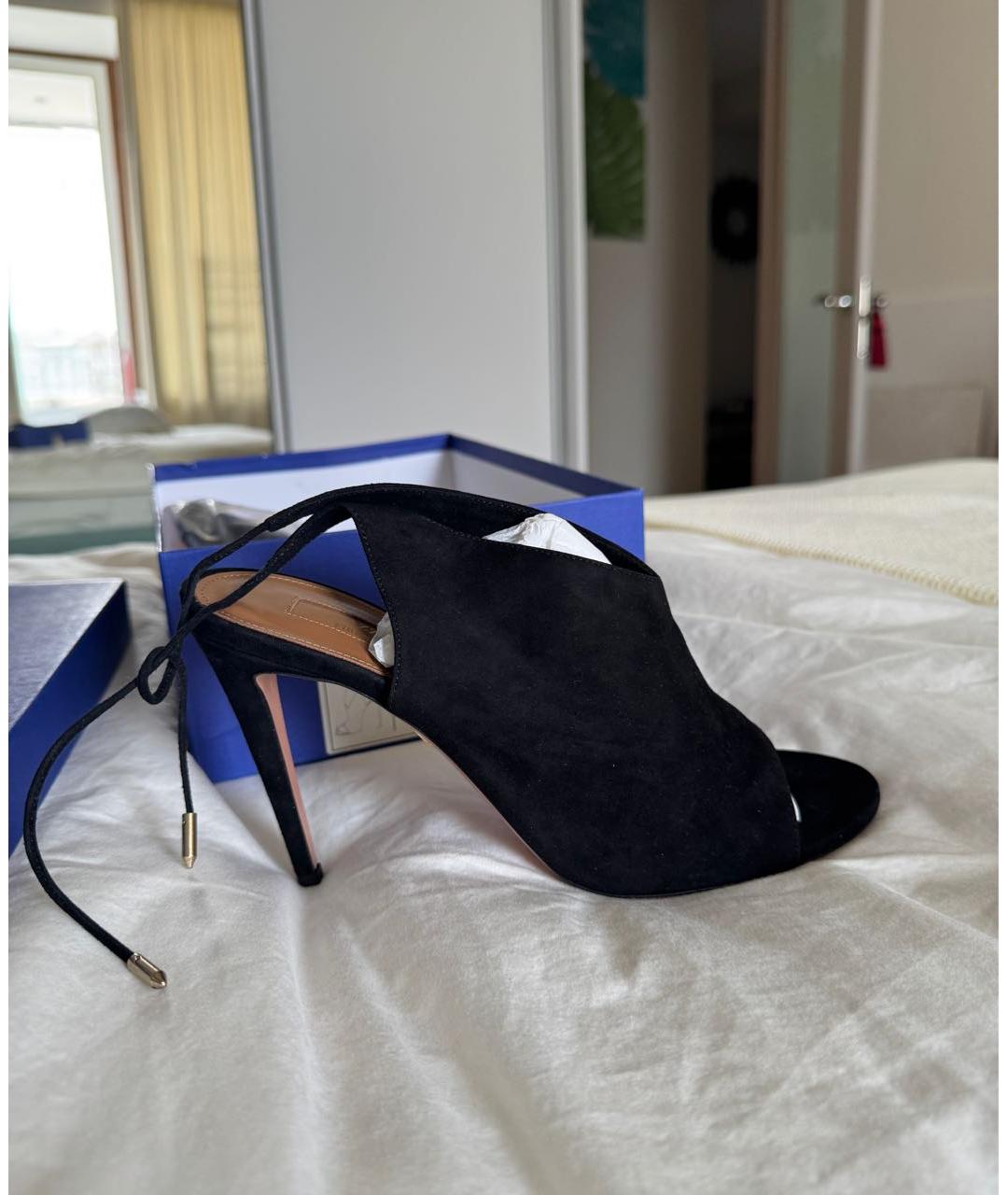 AQUAZZURA Черные замшевые босоножки, фото 9