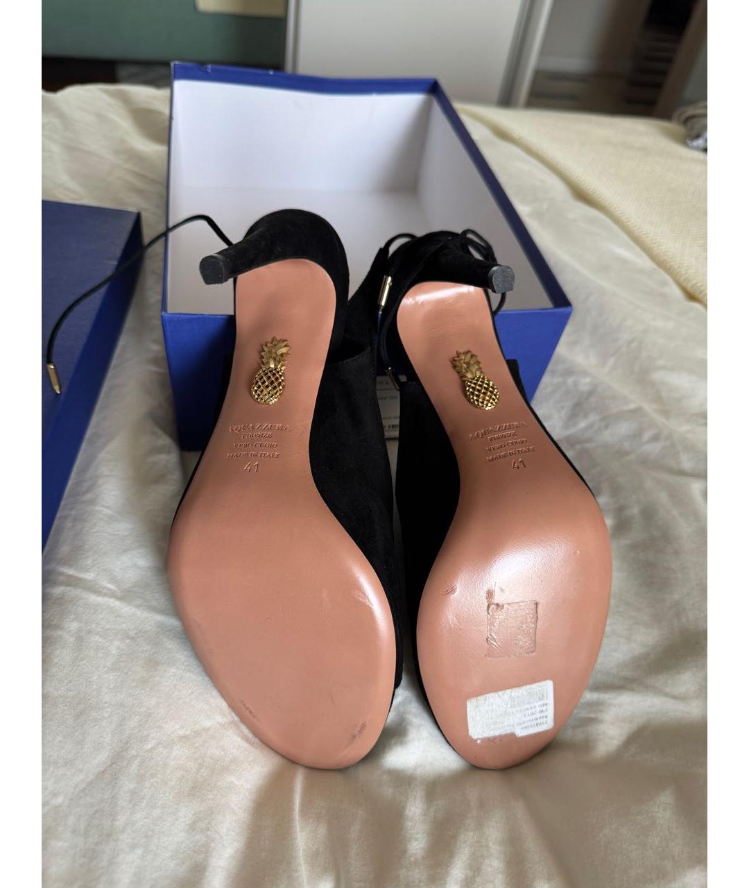 AQUAZZURA Черные замшевые босоножки, фото 5