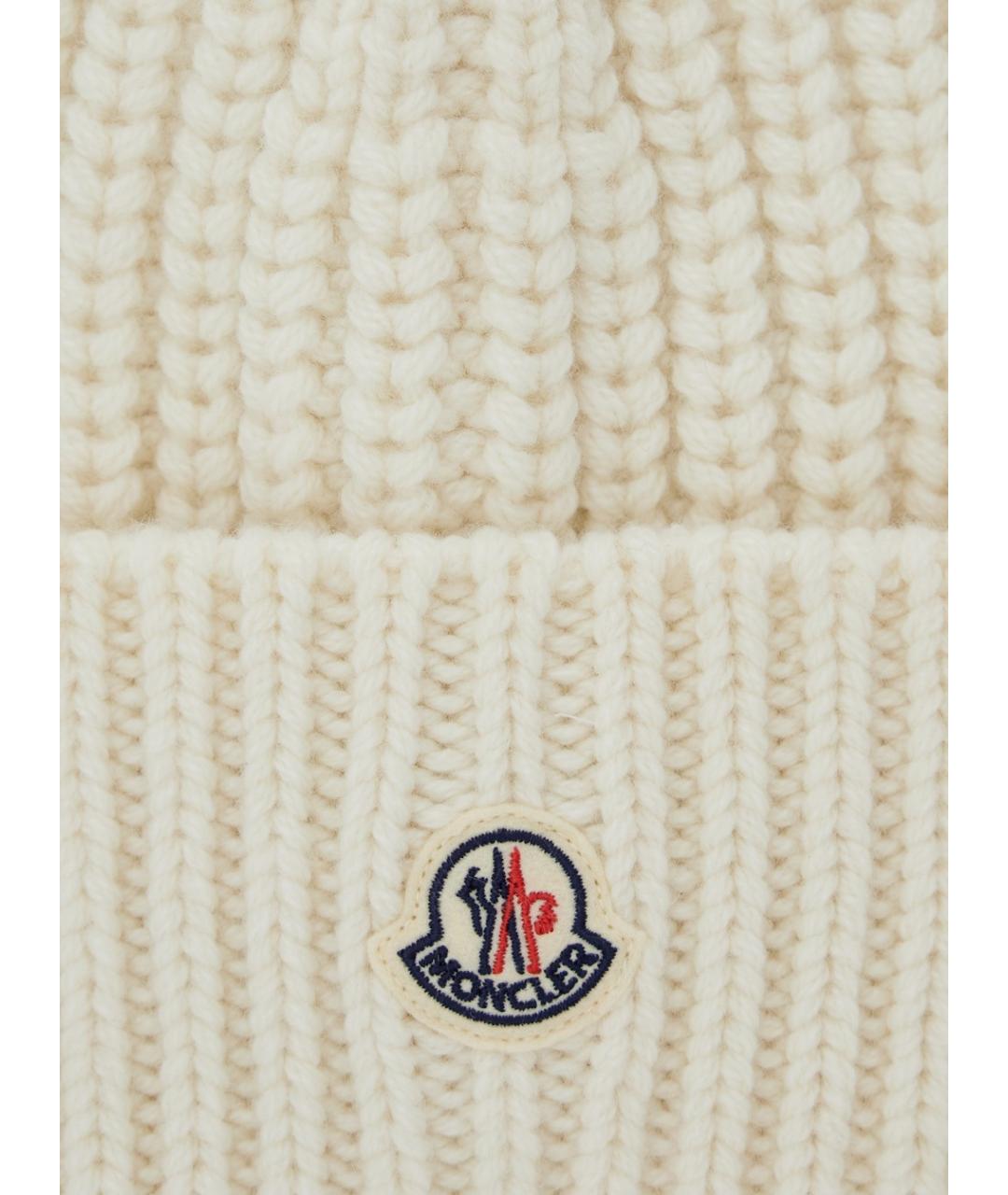 MONCLER Белая шерстяная шапка, фото 3