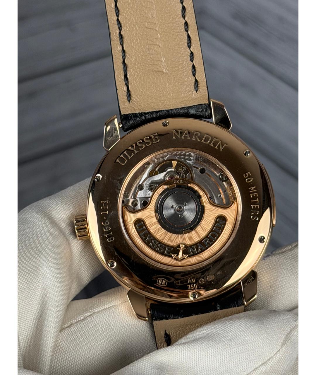 Ulysse Nardin Черные часы из розового золота, фото 6