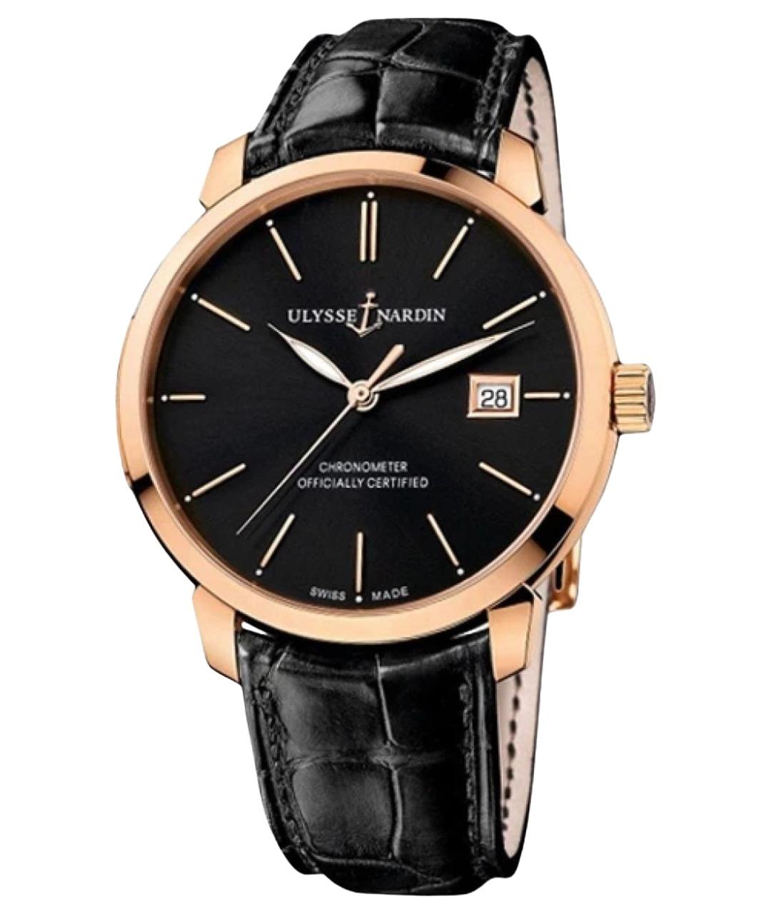 Ulysse Nardin Черные часы из розового золота, фото 1