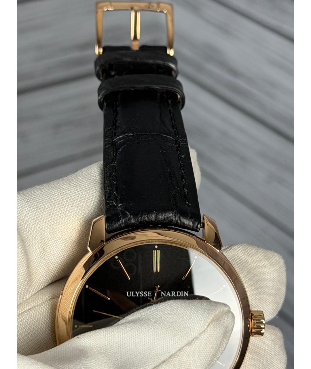 Ulysse Nardin Черные часы из розового золота, фото 5