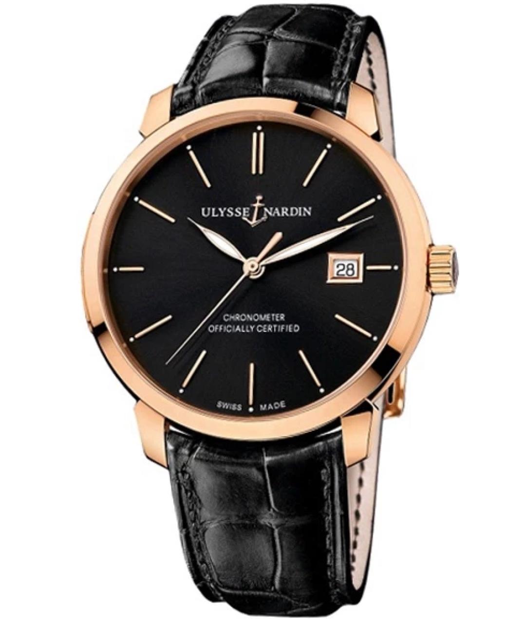 Ulysse Nardin Черные часы из розового золота, фото 9