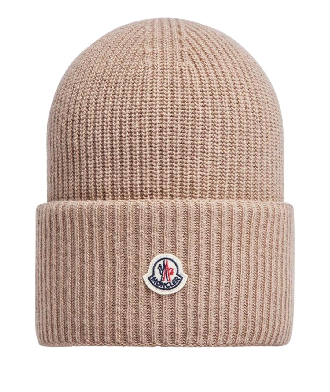 MONCLER Бежевая шапка, фото 1