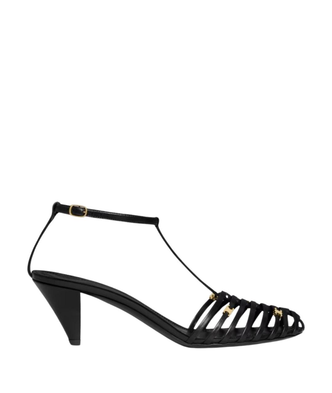 CELINE Черные кожаные босоножки, фото 1
