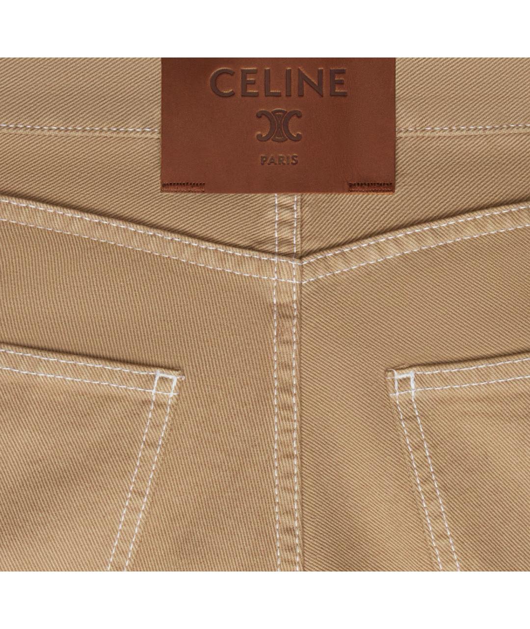 CELINE Бежевые хлопковые прямые джинсы, фото 3