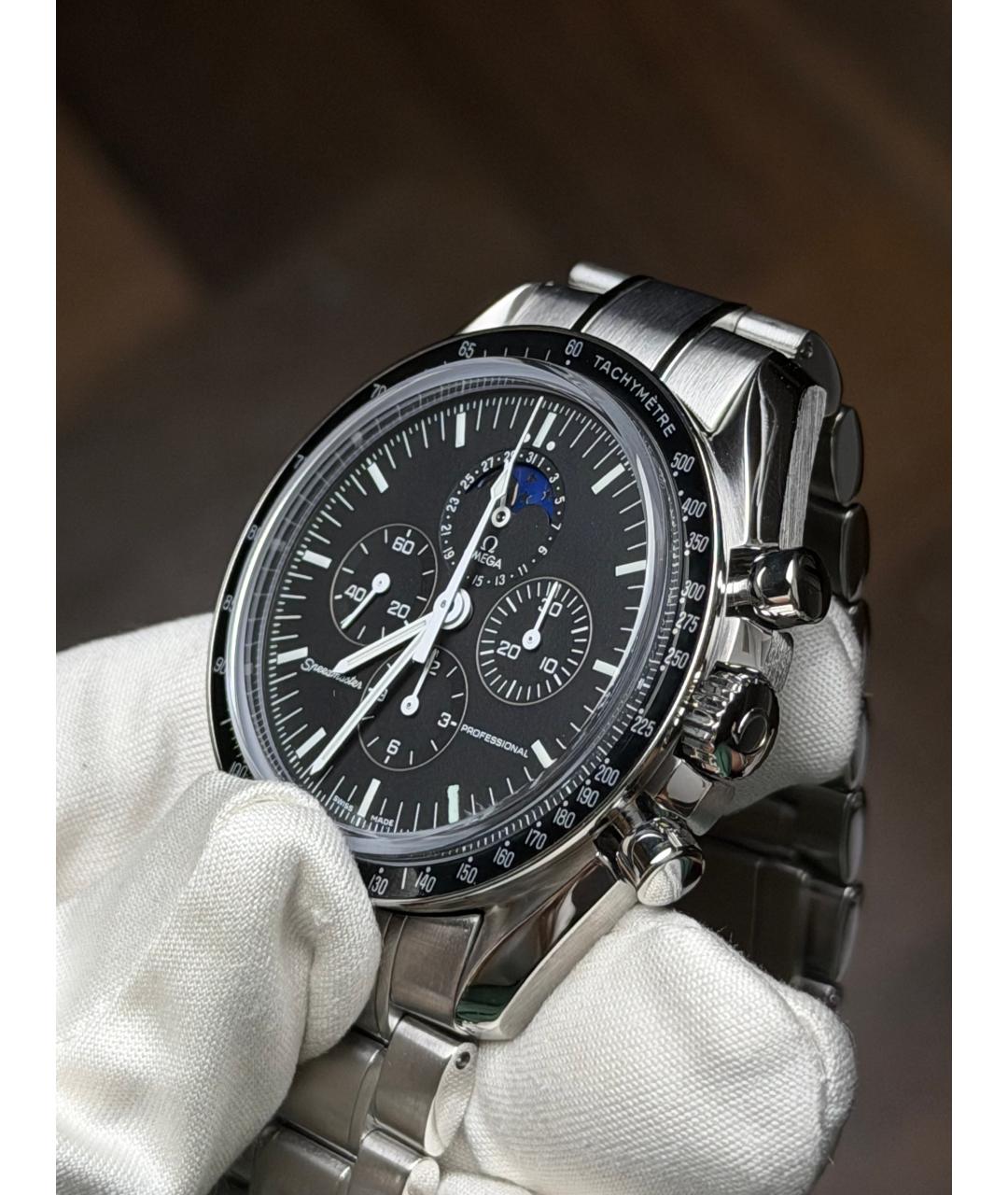 OMEGA Черные часы, фото 3