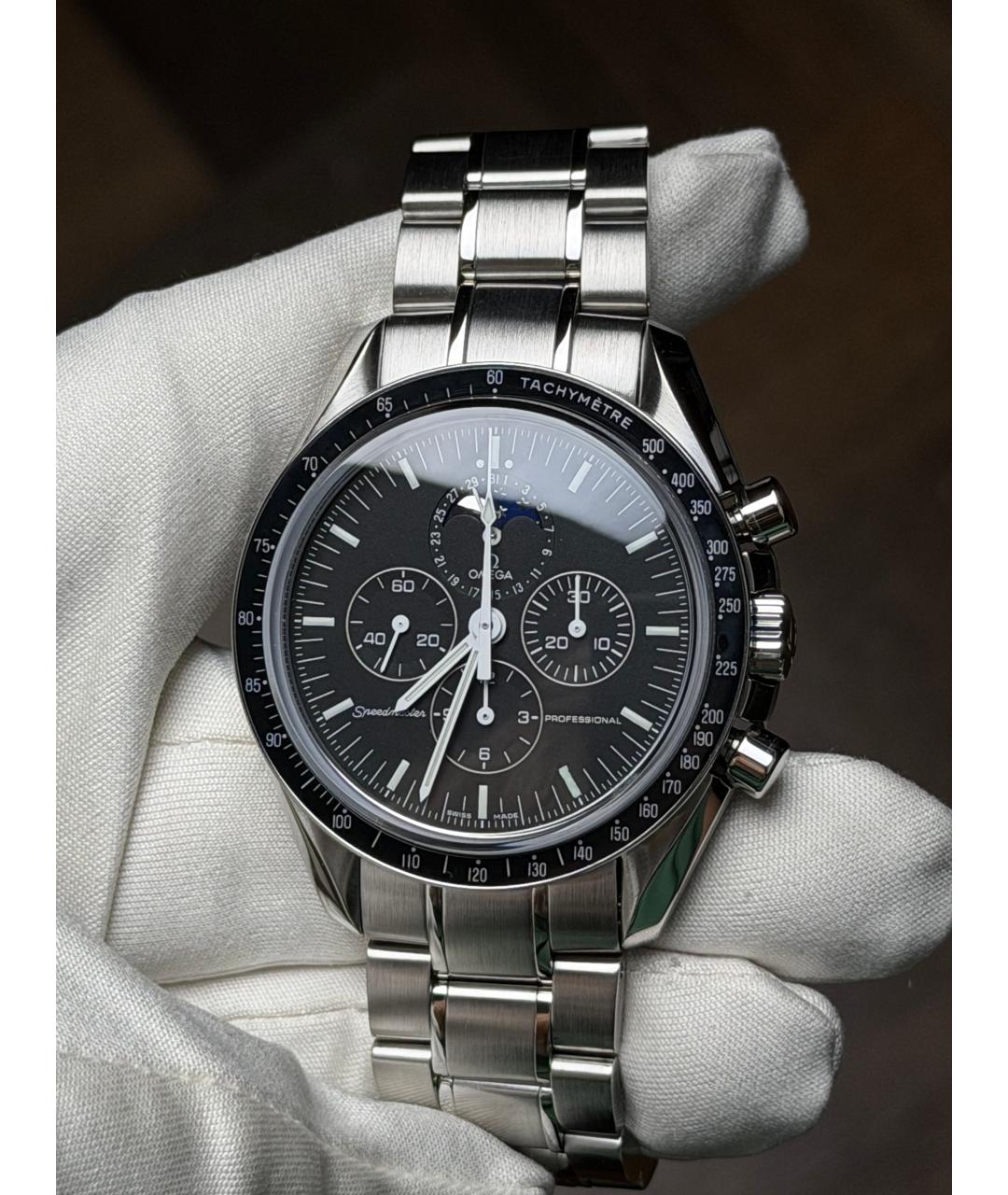 OMEGA Черные часы, фото 2