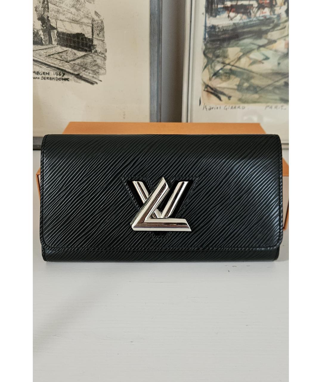 LOUIS VUITTON Черный кожаный кошелек, фото 7