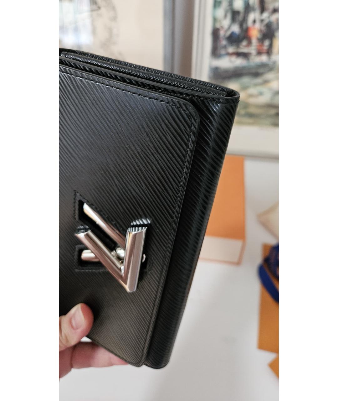 LOUIS VUITTON Черный кожаный кошелек, фото 4