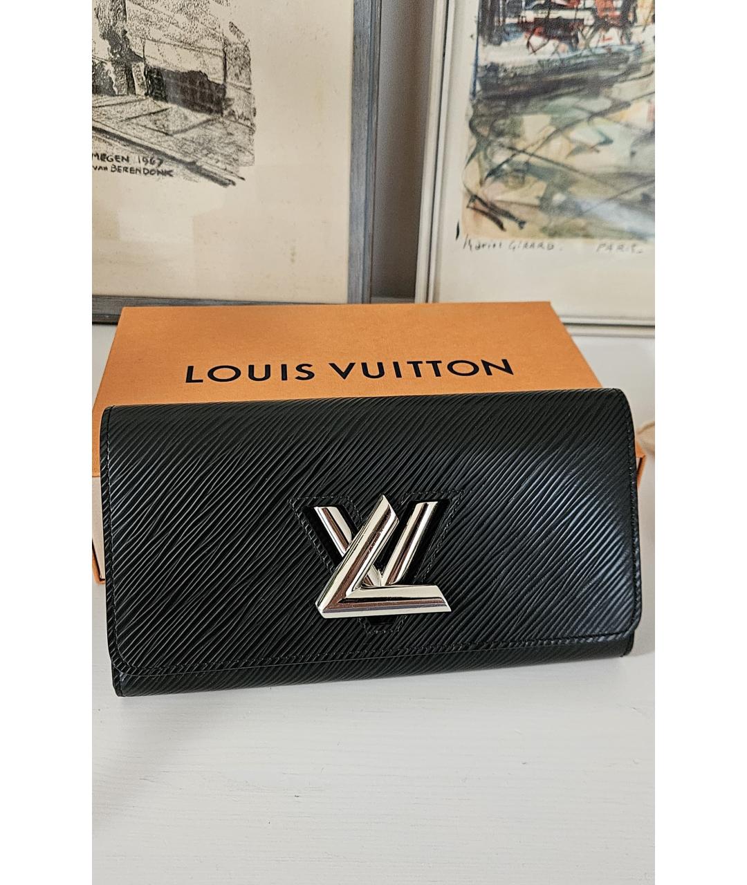 LOUIS VUITTON Черный кожаный кошелек, фото 2