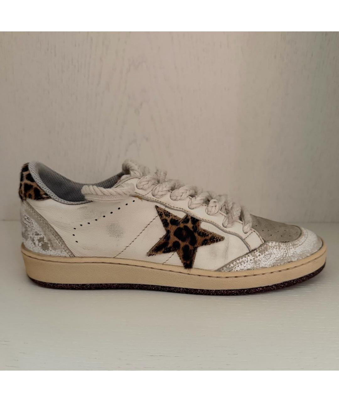 GOLDEN GOOSE DELUXE BRAND Бежевые кожаные кеды, фото 6