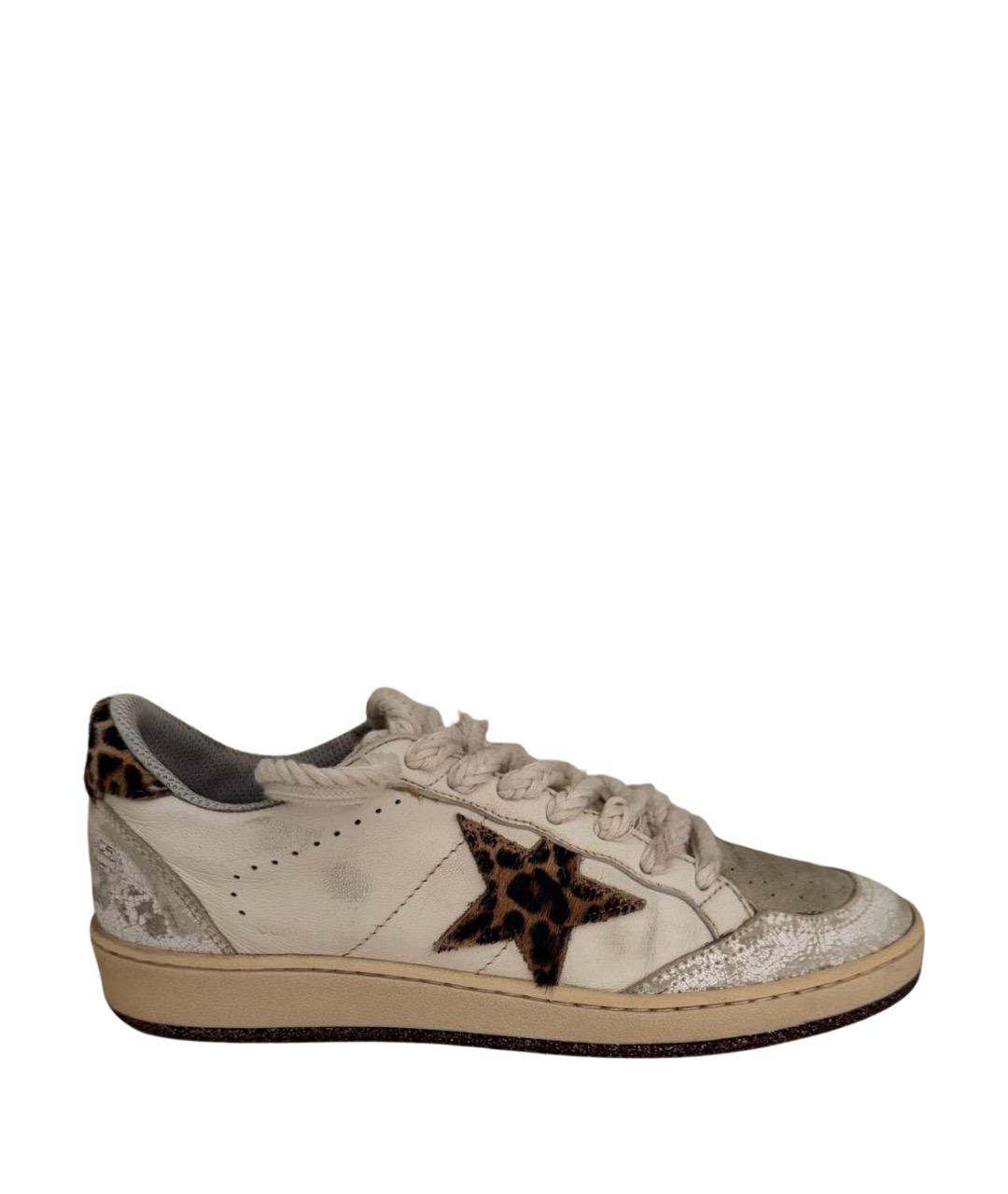 GOLDEN GOOSE DELUXE BRAND Бежевые кожаные кеды, фото 1