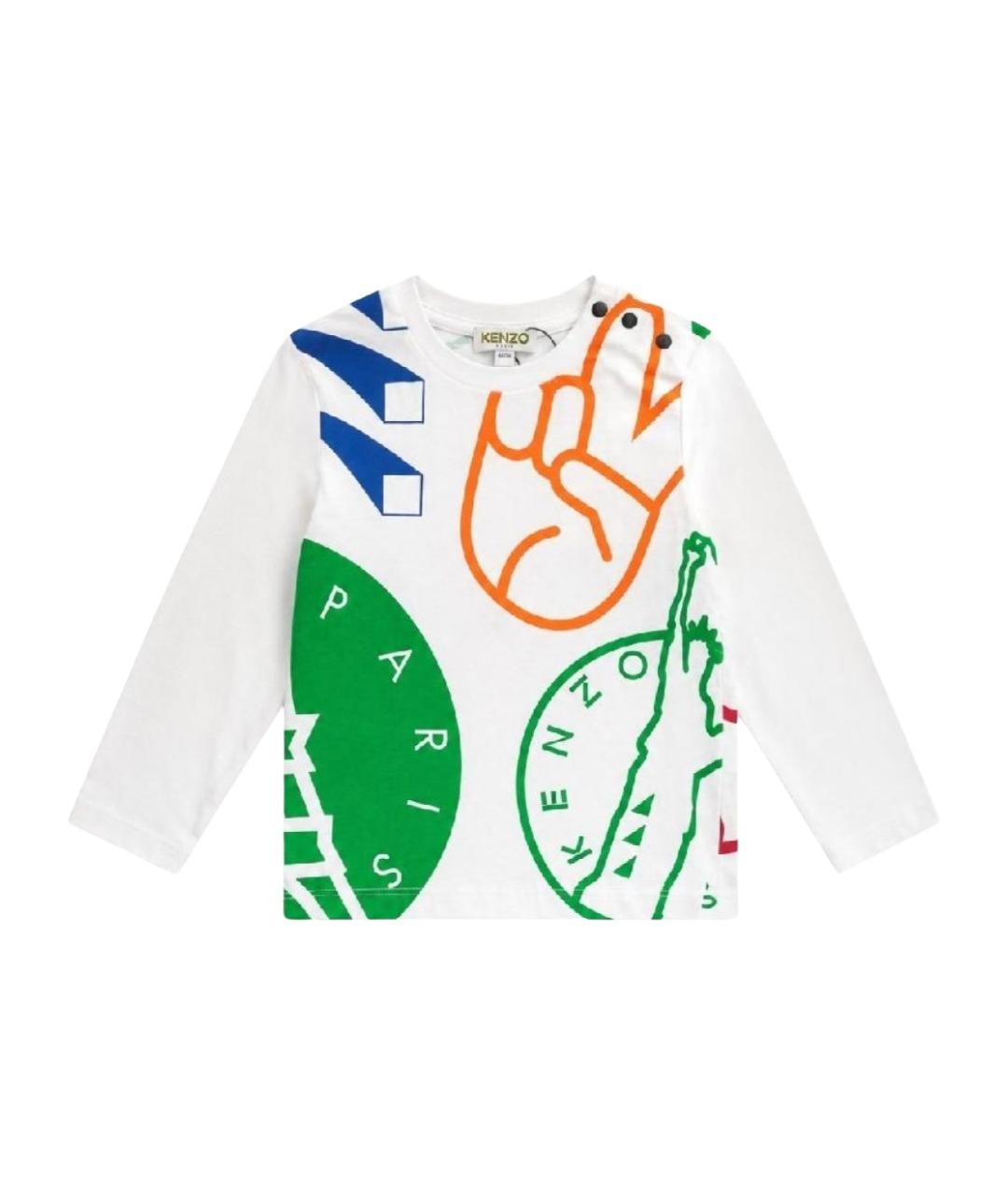 KENZO Белая хлопковая детская футболка, фото 1