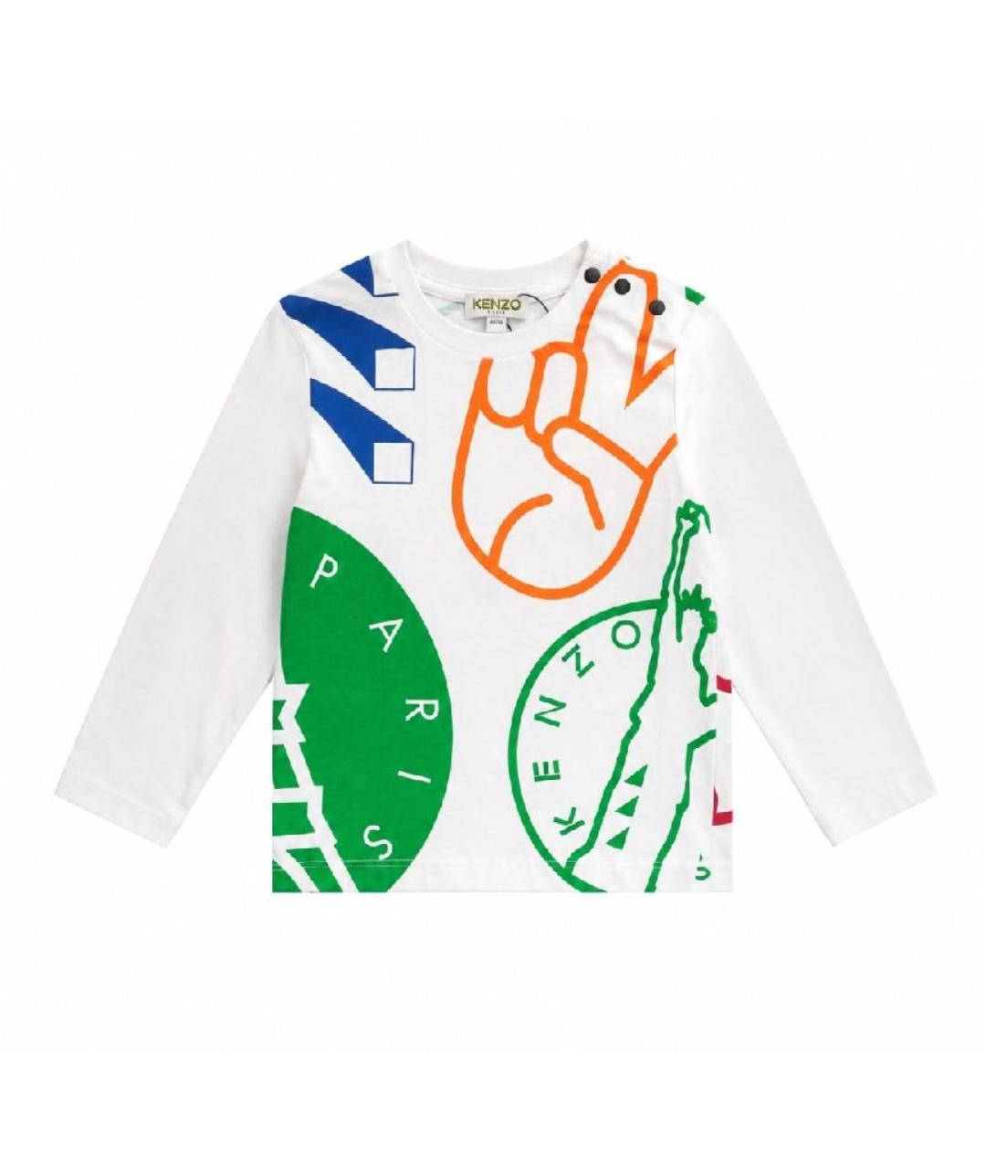 KENZO Белая хлопковая детская футболка, фото 4