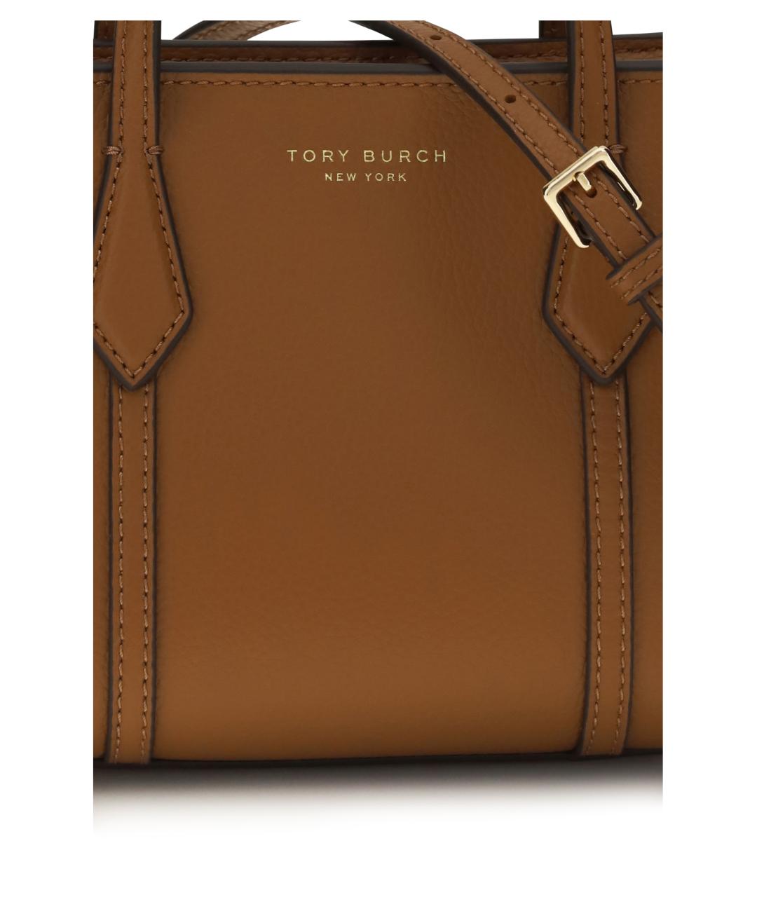 TORY BURCH Коричневая кожаная сумка тоут, фото 4