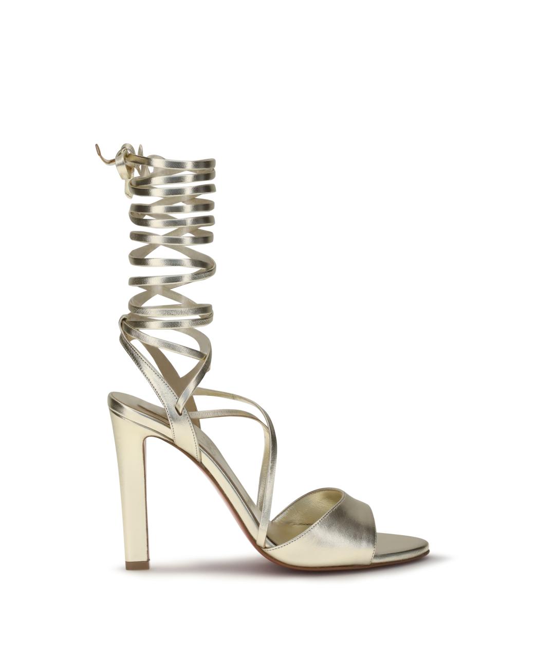 CHRISTIAN LOUBOUTIN Золотые кожаные босоножки, фото 1