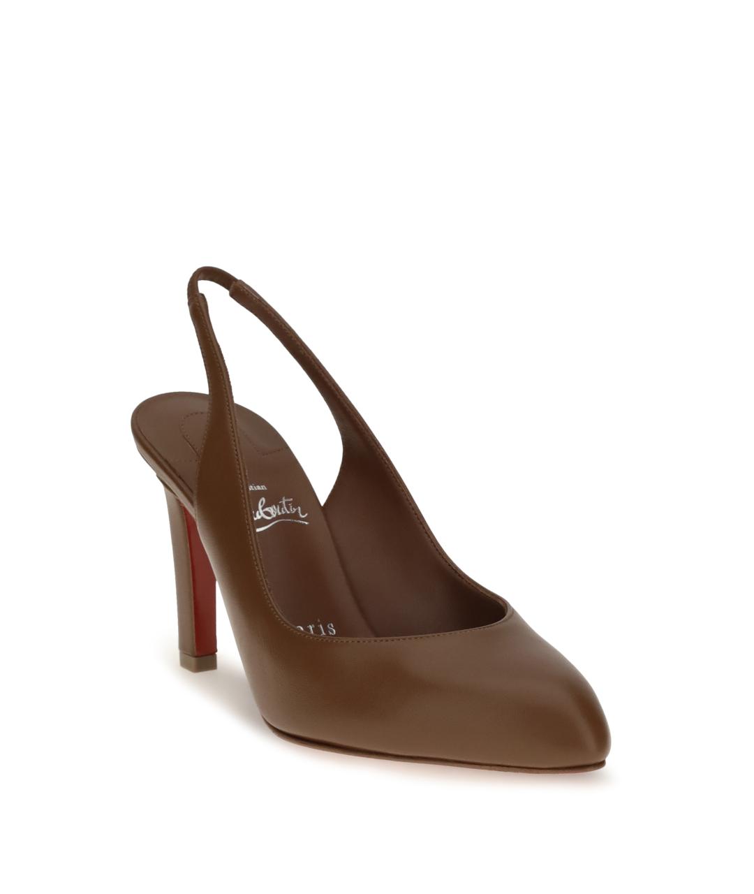 CHRISTIAN LOUBOUTIN Коричневые кожаные туфли, фото 2