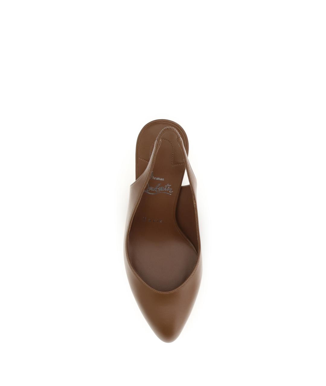 CHRISTIAN LOUBOUTIN Коричневые кожаные туфли, фото 4